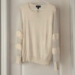 NWT ivory sweater with lace sleeves